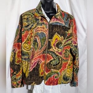 Women's Batik Coldwater Creek Embroidered Cotton‎ Tie Dye Jacket | Sz PL